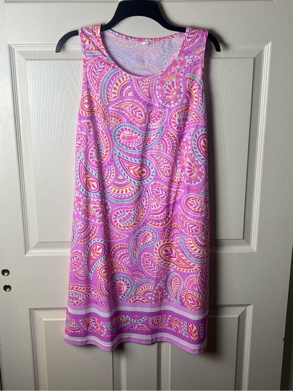 Sleeveless Pink Paisley Shift Dress